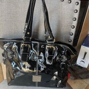 Black Dooney and Bourke patent leather satchel
